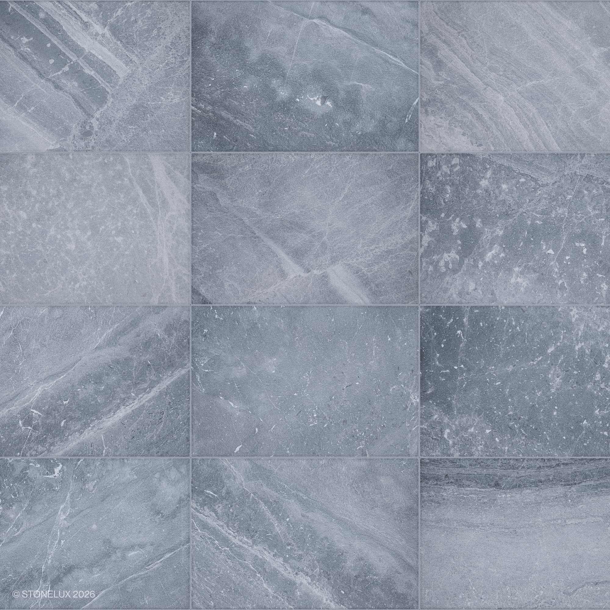 Close-up of Aegean Grey Marble Sand Blasted 16x24 3cm Paver by STONELUX, showcasing a textured surface with subtle grey veining. The natural stone's sandblasted finish highlights its premium quality, ideal for luxury hardscape projects and pool areas.