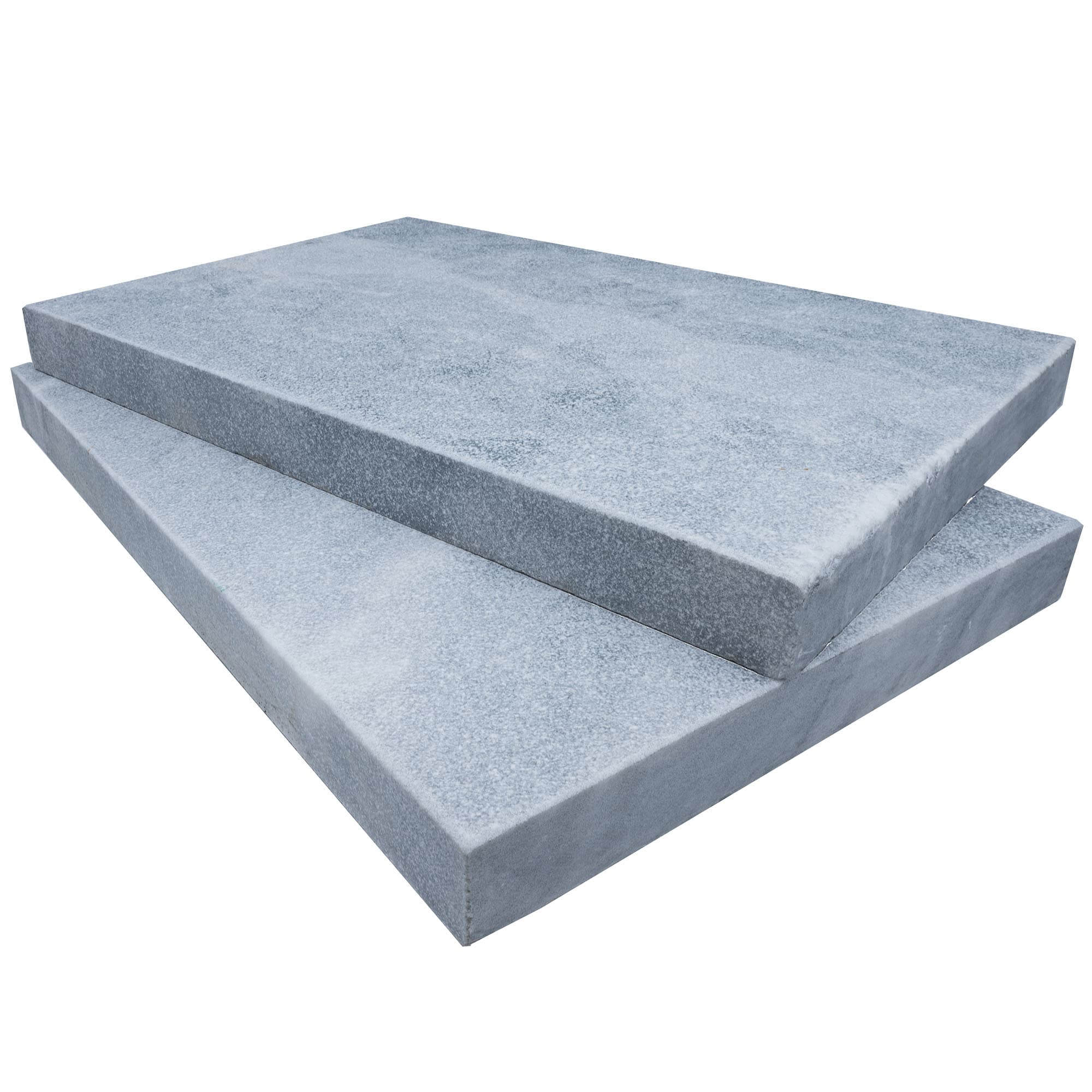Close-up of Arctic Grey Marble Sand Blasted 16x24x2 Eased Edge Coping by STONELUX. Features a textured sandblasted finish with subtle grey tones and minimal veining, ideal for pool coping and hardscape projects. Natural stone elegance for modern designs.