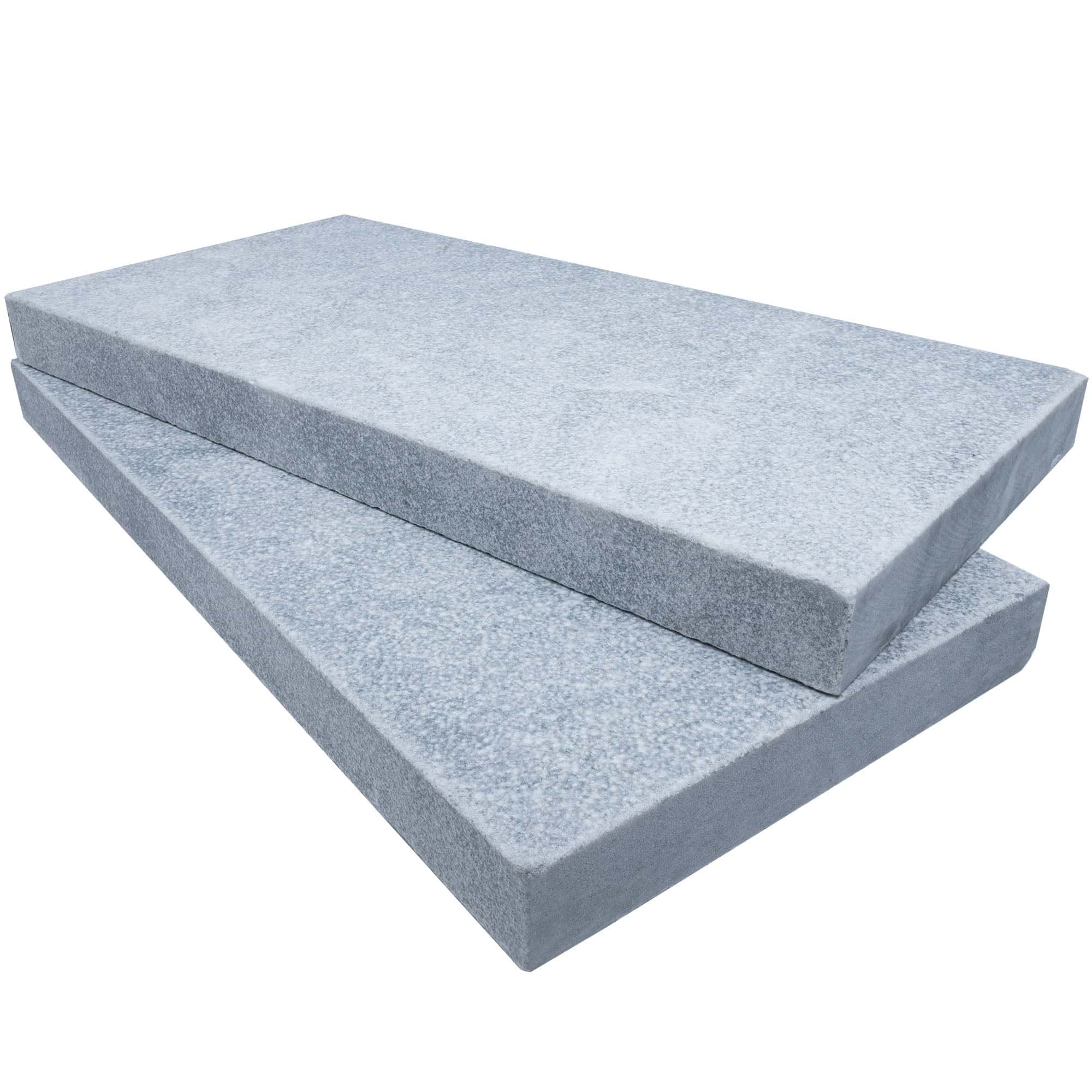 Close-up of Arctic Grey Marble Sand Blasted 14x24x2 Eased Edge Coping. The marble features a textured, sandblasted finish with subtle grey tones and fine veining, ideal for pool coping or patio edges, showcasing its natural stone elegance.