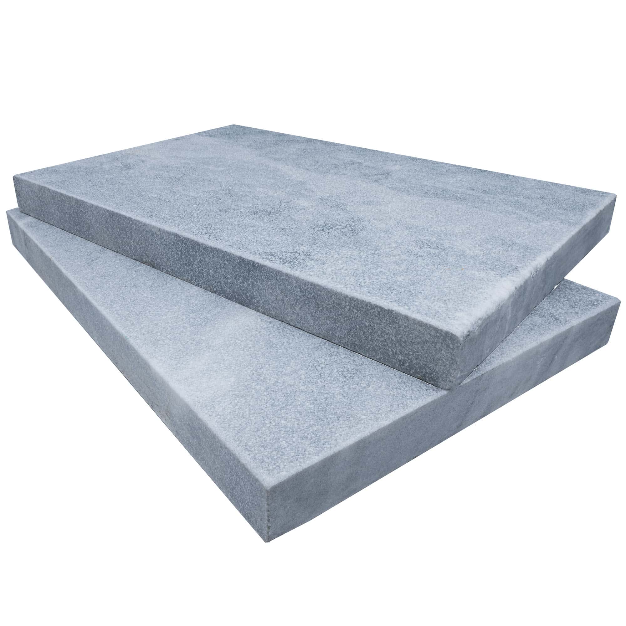Close-up of Arctic Grey Marble Sand Blasted 16x24x2 Eased Edge Coping by STONELUX. Features a textured sandblasted finish with subtle grey tones and minimal veining, ideal for pool coping and hardscape projects. Natural stone elegance for modern designs.
