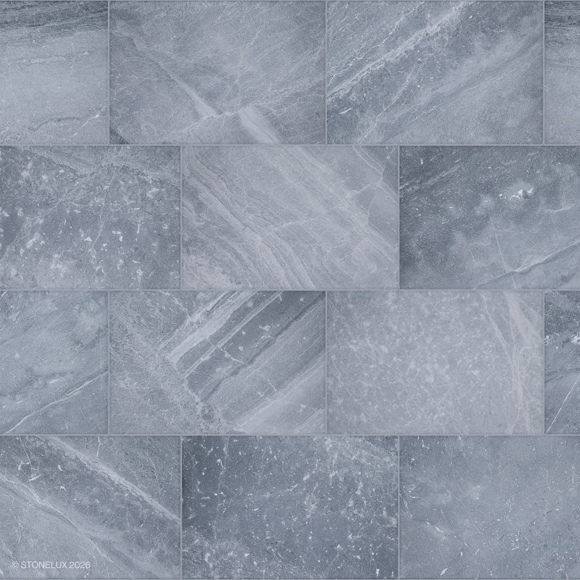 Close-up view of Aegean Grey Marble Sand Blasted 16x24 3cm Paver, showcasing its natural stone texture and elegant grey tones. The sandblasted finish enhances subtle veining and surface patterns, ideal for hardscape projects and pool decks. Perfect for...