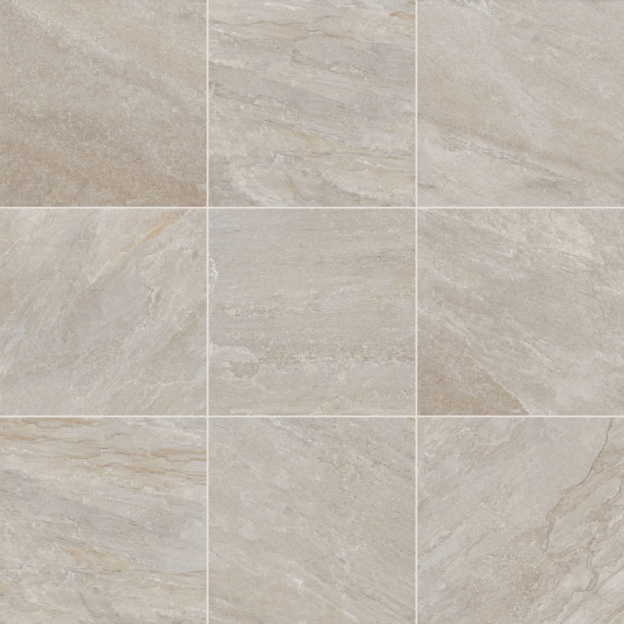 Close-up of Rasa Beige Matte 24x24x2cm Rectified Porcelain Paver showcasing its natural stone look. Features a smooth matte finish with subtle beige tones and delicate veining, ideal for patios and pool decks. Durable and stylish for modern hardscape p...