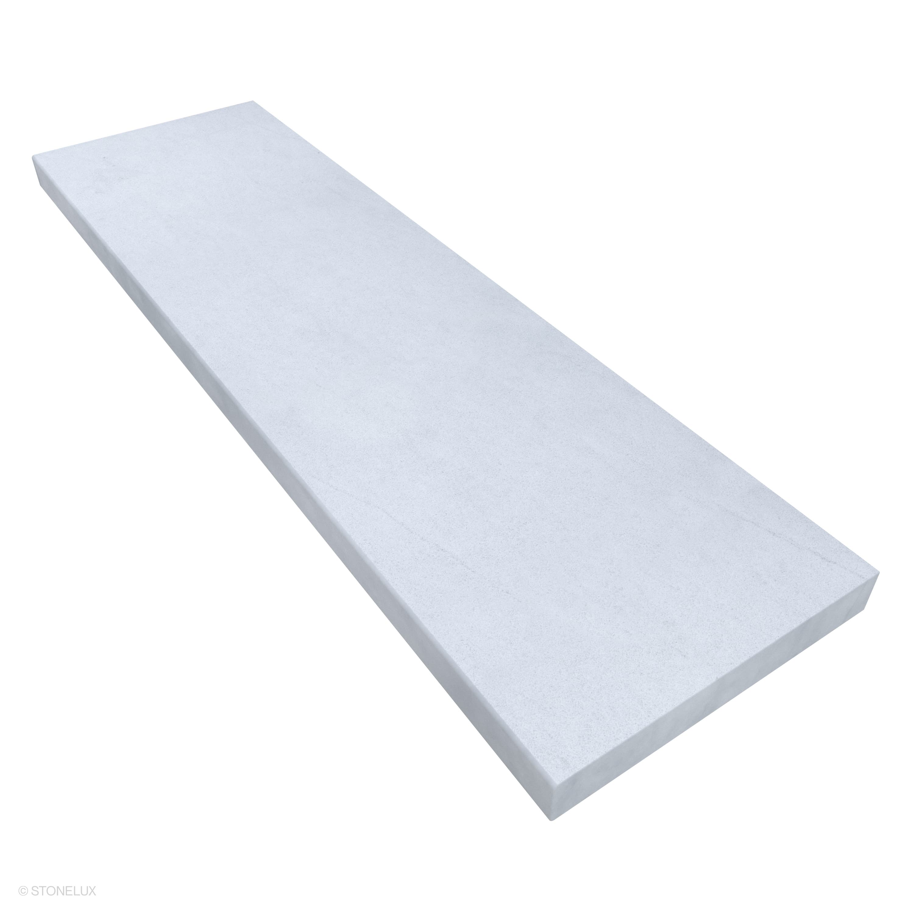 Afyon White Marble Sand Blasted 14x48x2 Eased Edge Coping features a smooth, sandblasted surface with subtle gray veining. Its 2-inch thickness and eased edge profile make it ideal for pool edges and wall caps, enhancing modern hardscape designs with n...