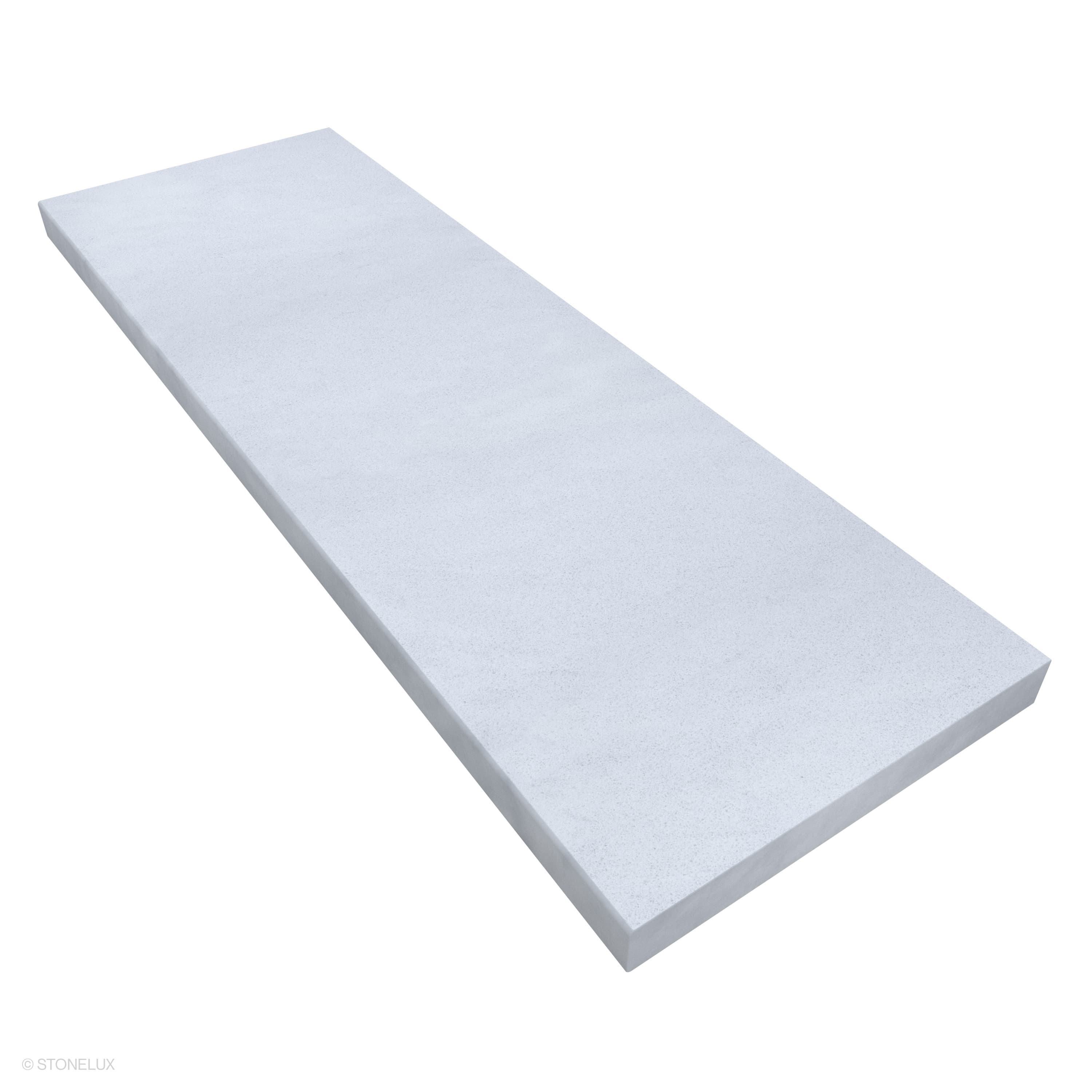 Afyon White Marble Sand Blasted 16x48x2 Eased Edge Coping by STONELUX. This premium marble coping features a sandblasted finish and eased edges, ideal for pool edges or wall caps. The sleek, white surface enhances modern outdoor designs.