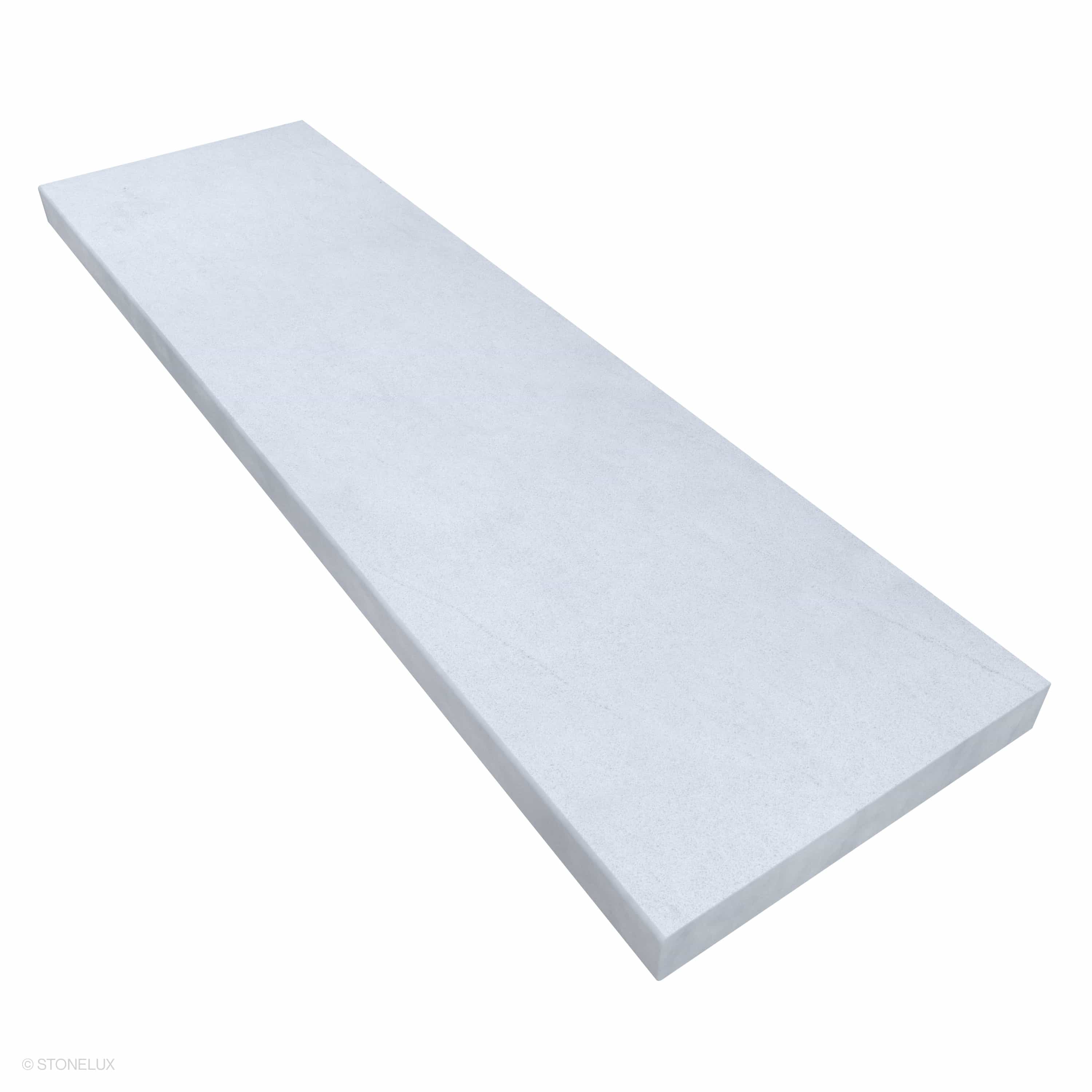 Afyon White Marble Sand Blasted 14x48x2 Eased Edge Coping features a smooth, sandblasted surface with subtle gray veining. Its 2-inch thickness and eased edge profile make it ideal for pool edges and wall caps, enhancing modern hardscape designs with n...