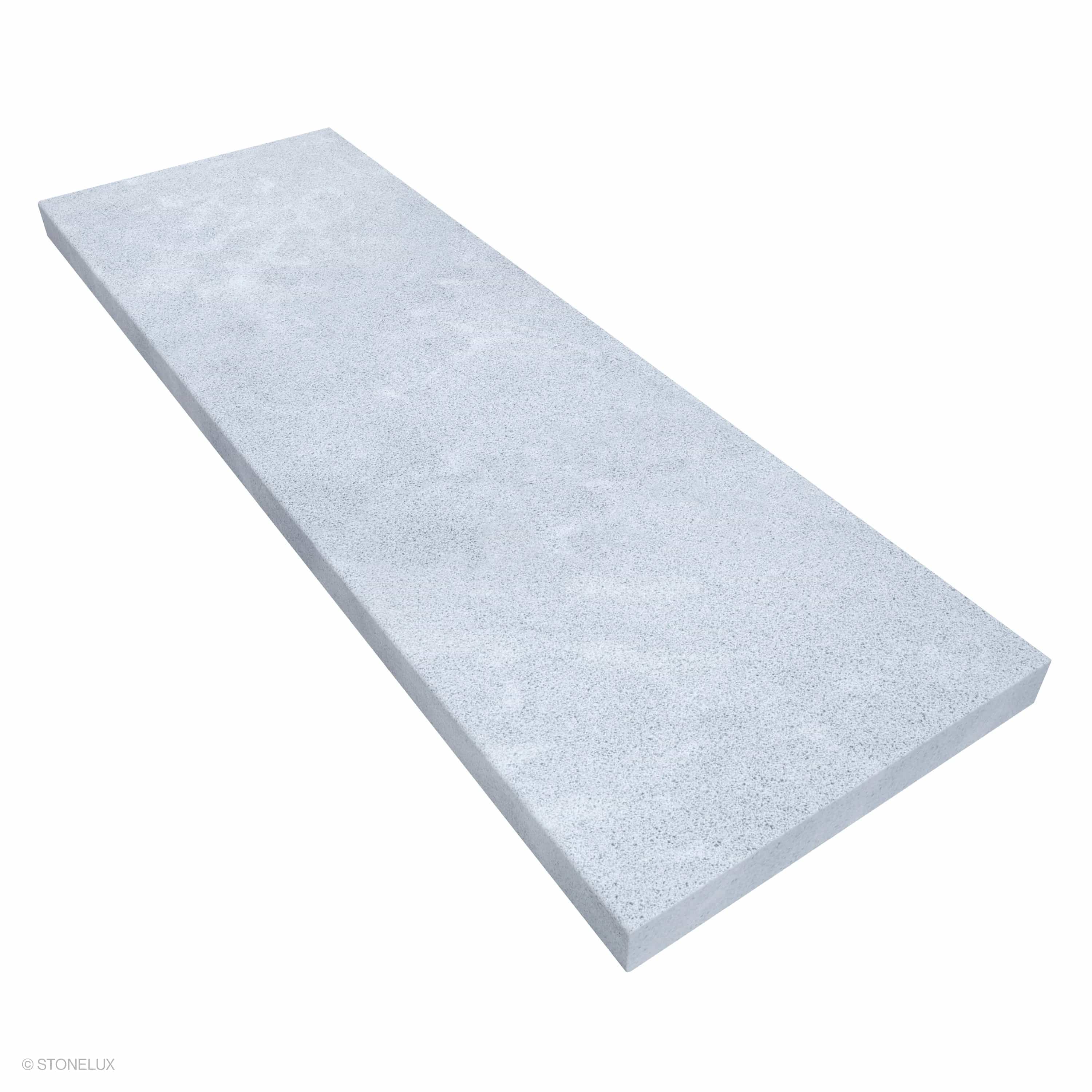 Afyon Grey Marble Sand Blasted 16x48x2 Eased Edge Coping features a subtle grey hue with a sandblasted texture, ideal for pool edges or wall caps. The marble's smooth, eased edge adds a refined touch, perfect for modern hardscape designs.