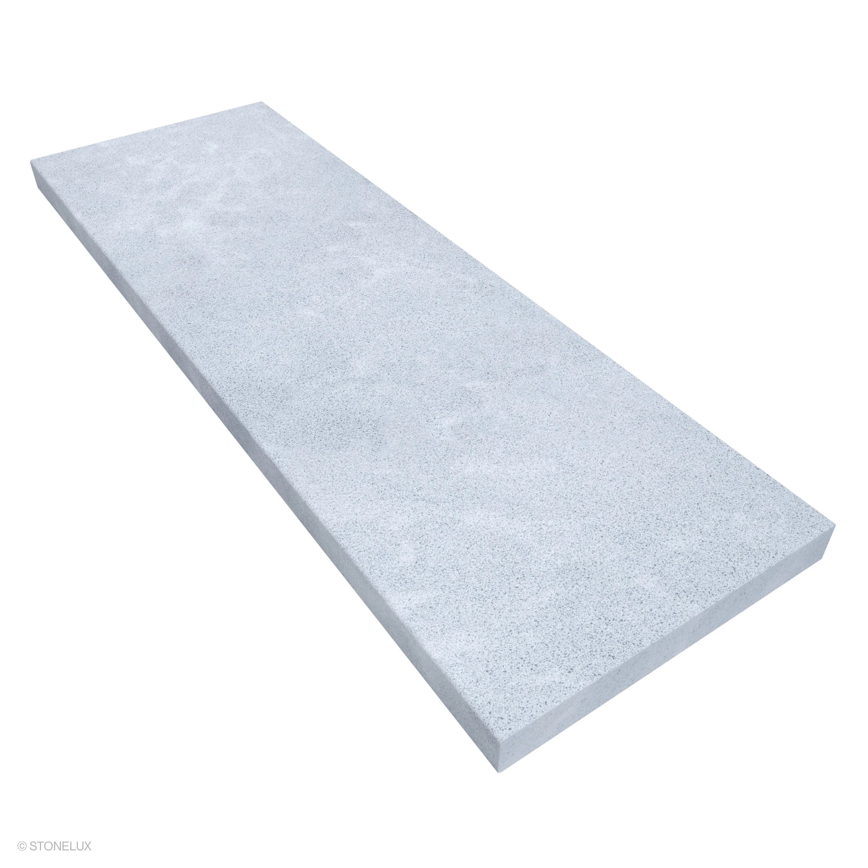 Afyon Grey Marble Sand Blasted 16x48x2 Eased Edge Coping features a subtle grey hue with a sandblasted texture, ideal for pool edges or wall caps. The marble's smooth, eased edge adds a refined touch, perfect for modern hardscape designs.