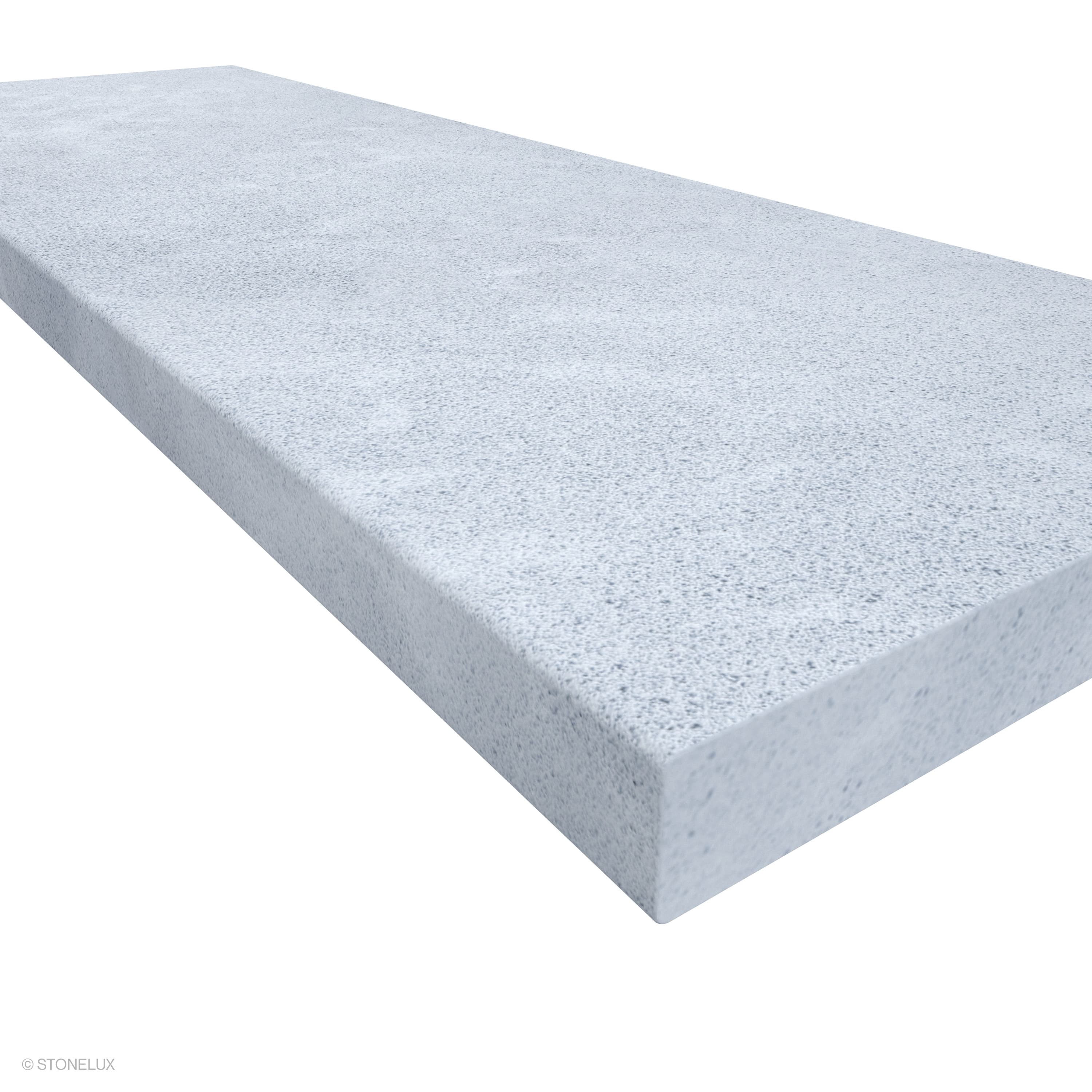Close-up of Afyon Grey Marble Sand Blasted 16x48x2 Eased Edge Coping, highlighting the textured sandblasted finish and soft grey tones. The marble's eased edge profile and 2-inch thickness emphasize durability and elegance, ideal for pool edges and wal...