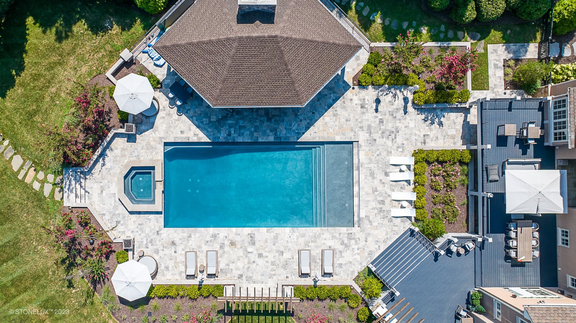 Silver Expanse: The Silver Travertine Pool Landscape
