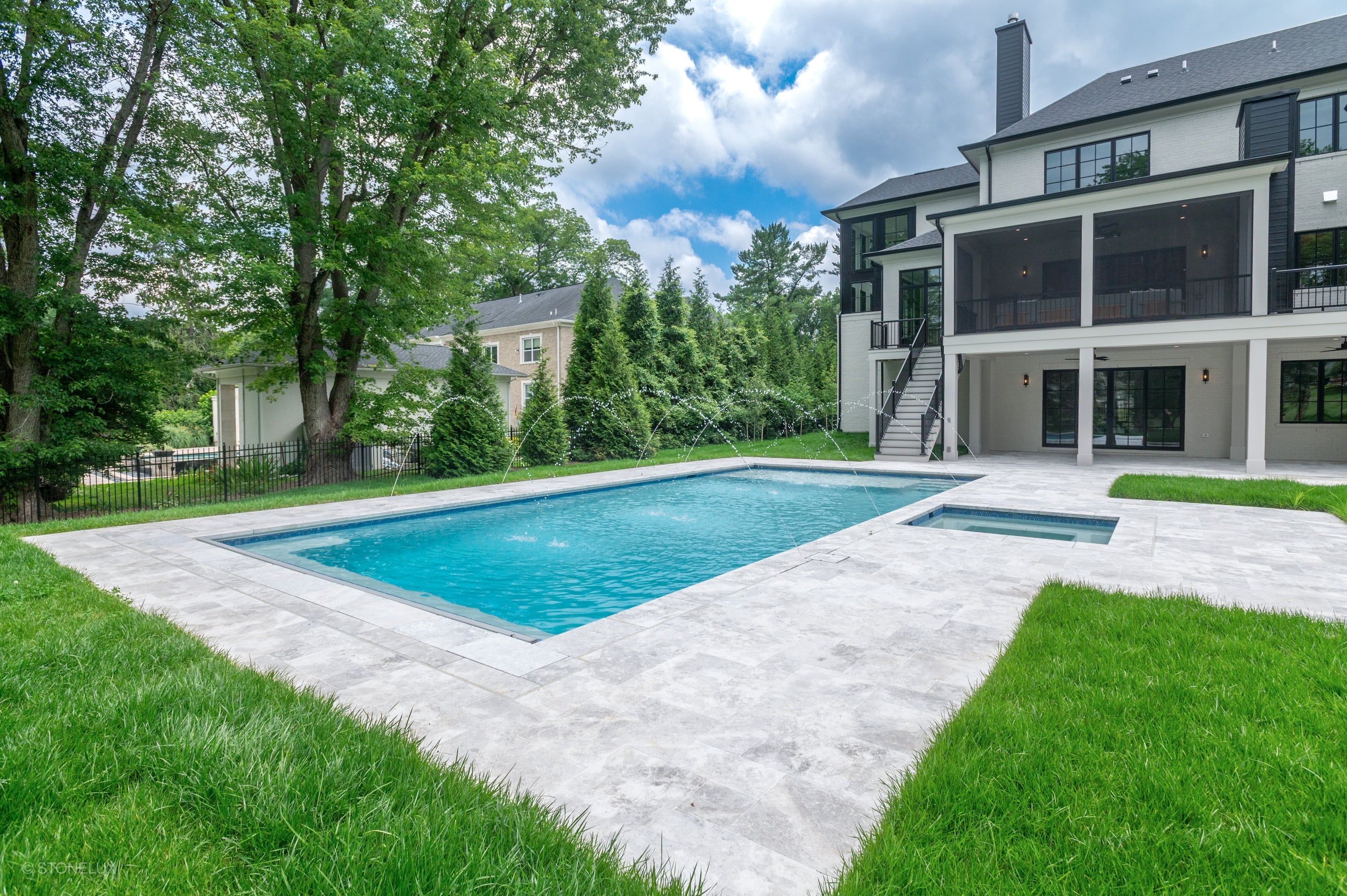 Tundra Grey Harmony – A Unified Marble Pool Retreat in McLean