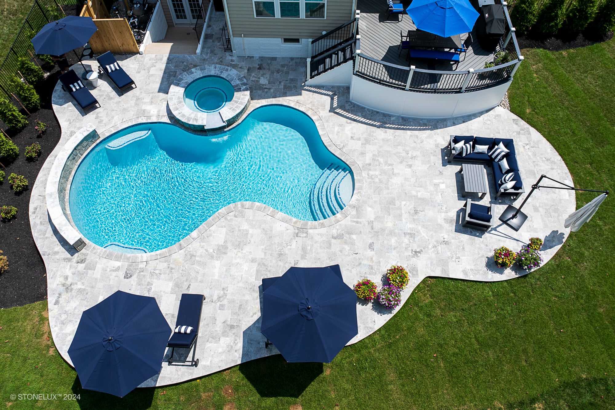 Tundra Grey Marble : Pool and Patio Project in Ashburn VA