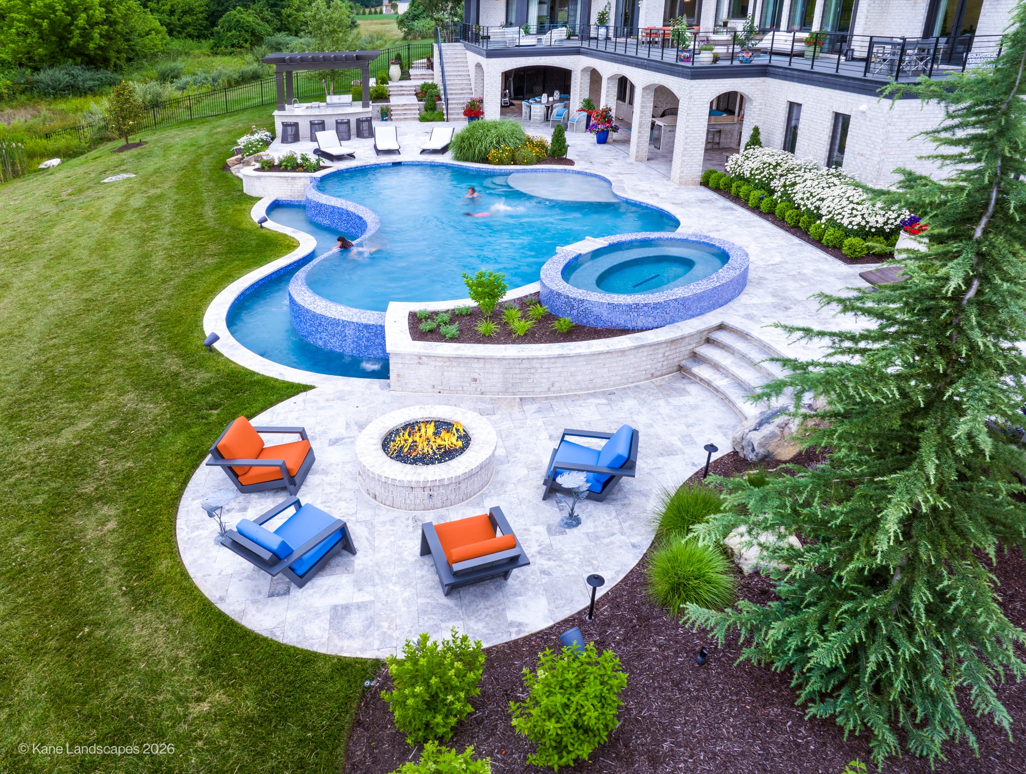 Lakeview Retreat, Pool, and Patio | Tundra Grey Marble