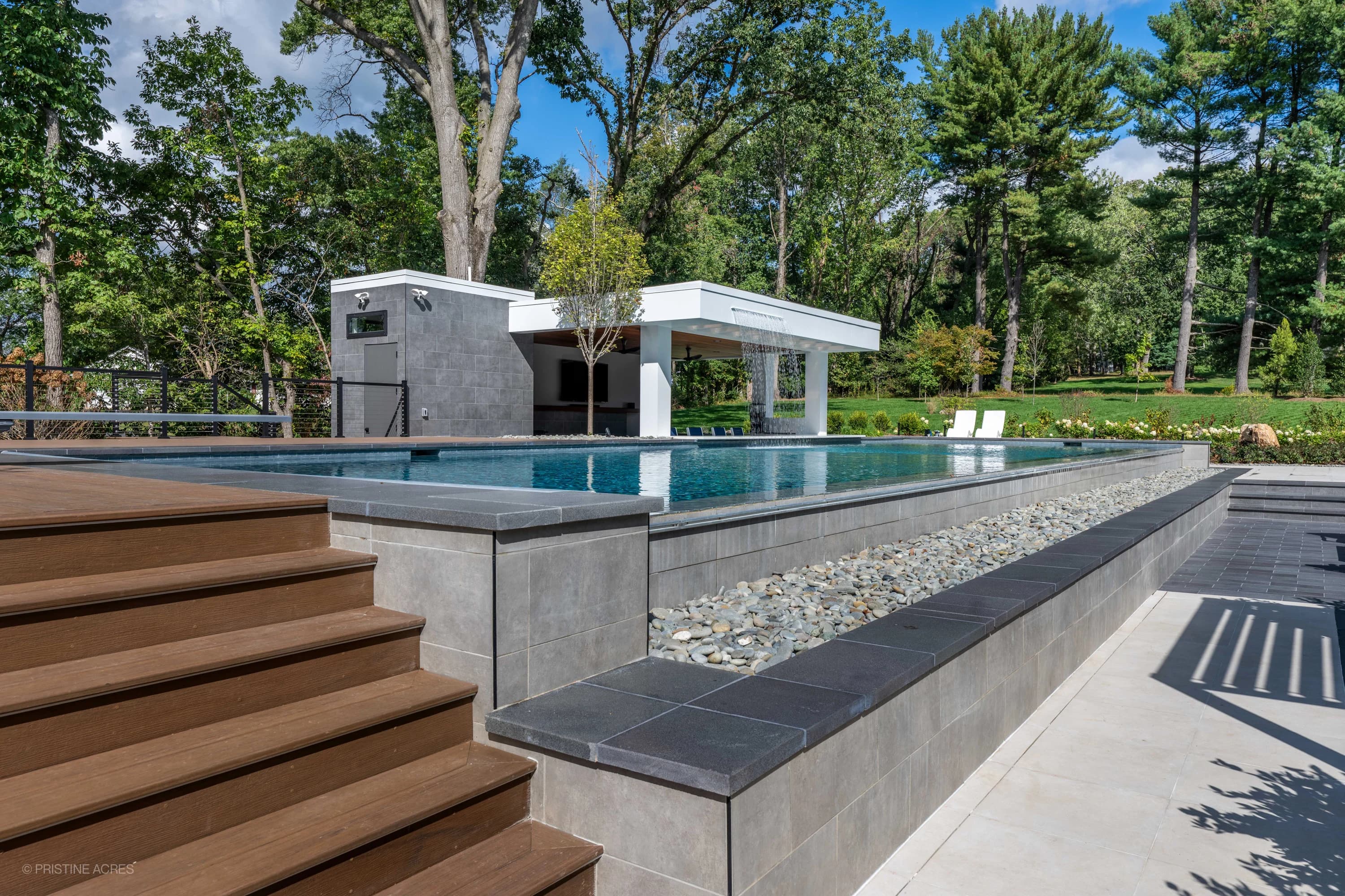 Modern McLean Pool Project | Black Basalt & Nexus White Porcelain - Project Photo