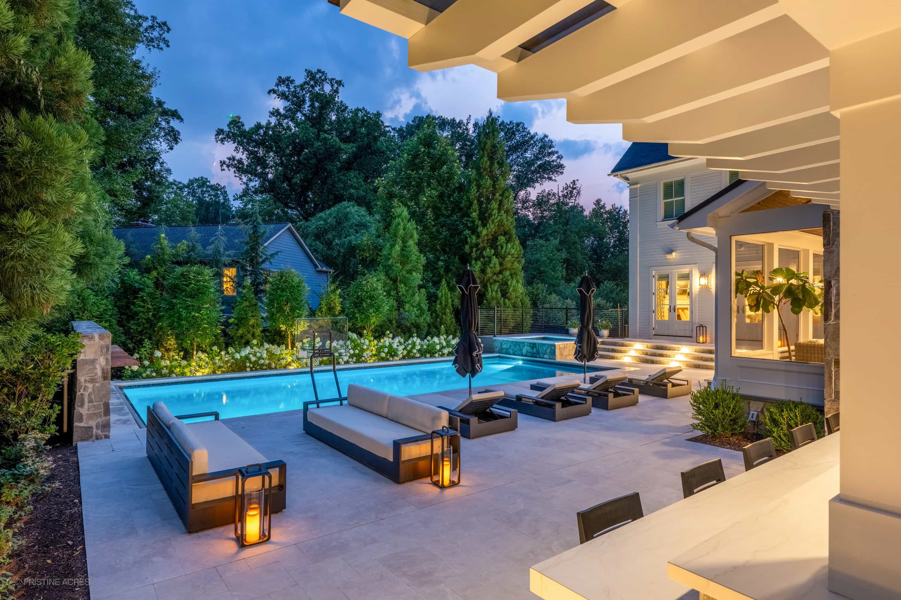 Pera Cream Marble Pool & Outdoor Living – McLean, VA - Project Photo