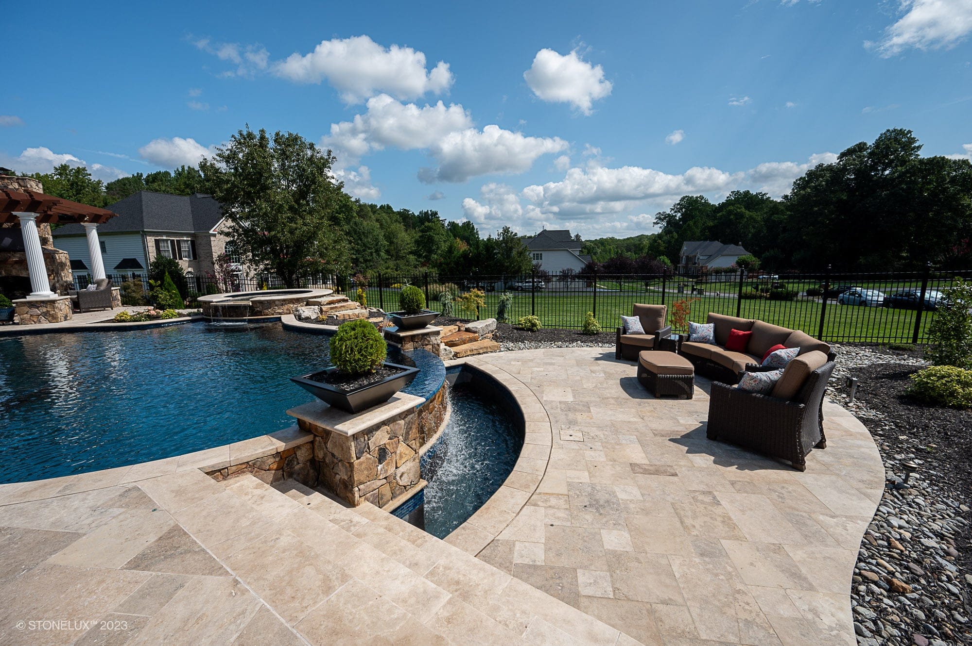 Walnut Wonders: Beige and Brown Poolside Perfection